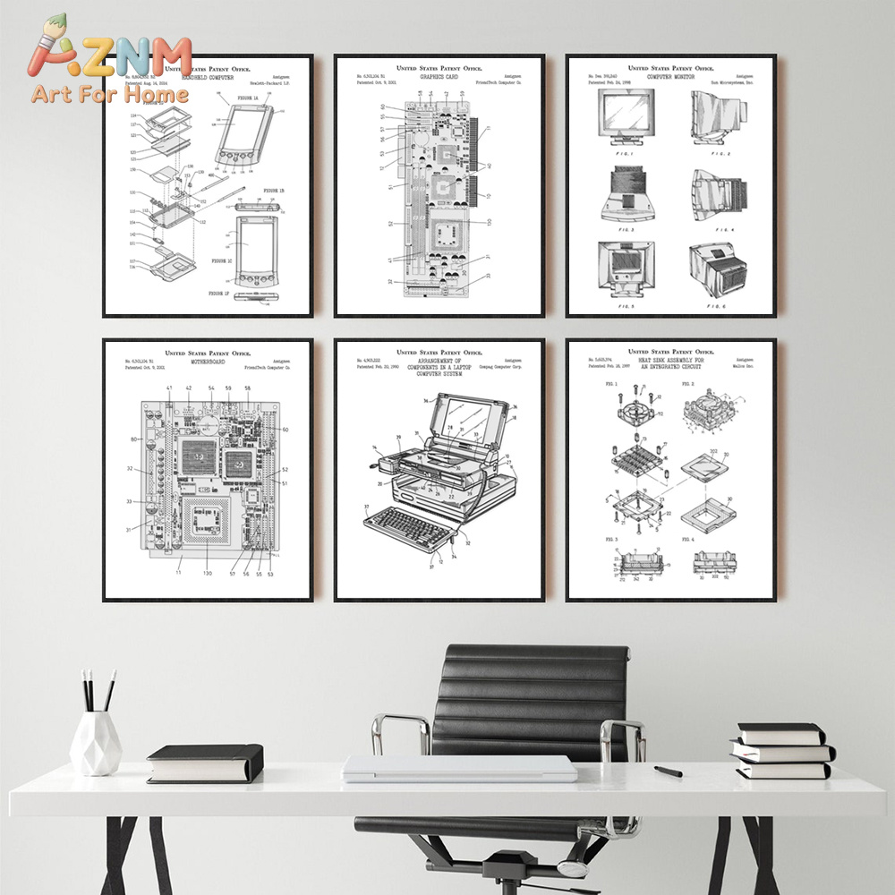Office Print Tech - AZNM Computer Motherboard Patent Canvas Painting