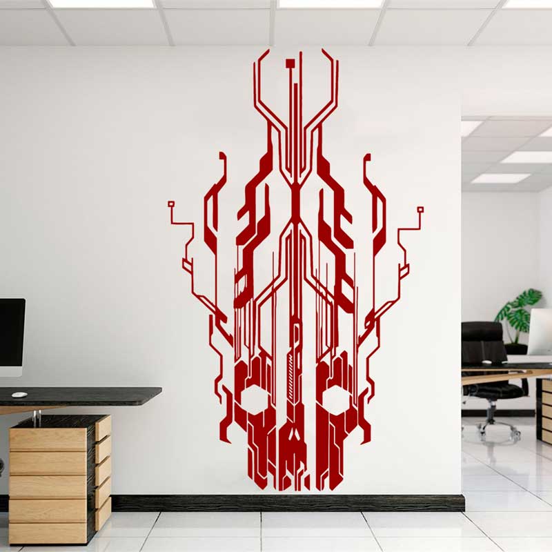Chip Circuit Tech Skull Vinyl  - Office Tech Decor ulasan dan harga