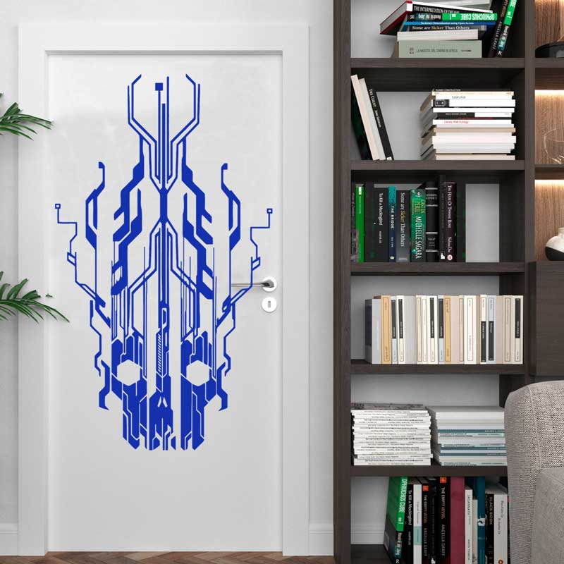 Chip Circuit Tech Skull Vinyl  - Office Tech Decor ulasan dan harga