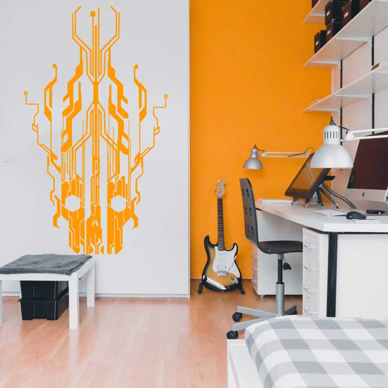 Chip Circuit Tech Skull Vinyl  - Office Tech Decor ulasan dan harga