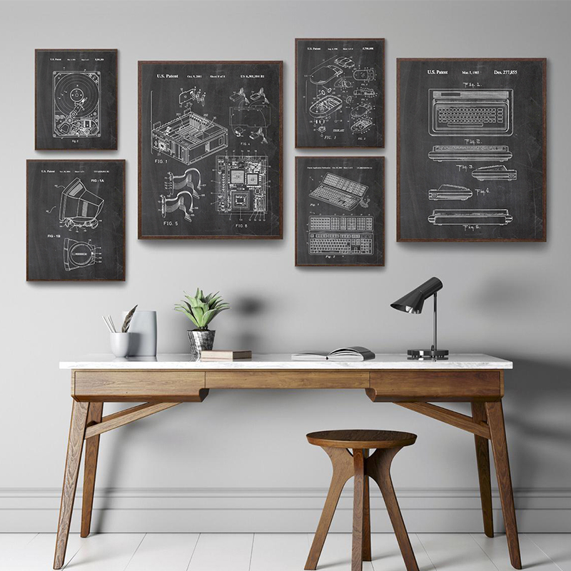 6Pcs Vintage Computer Patent W - Office Print Tech ulasan dan harga