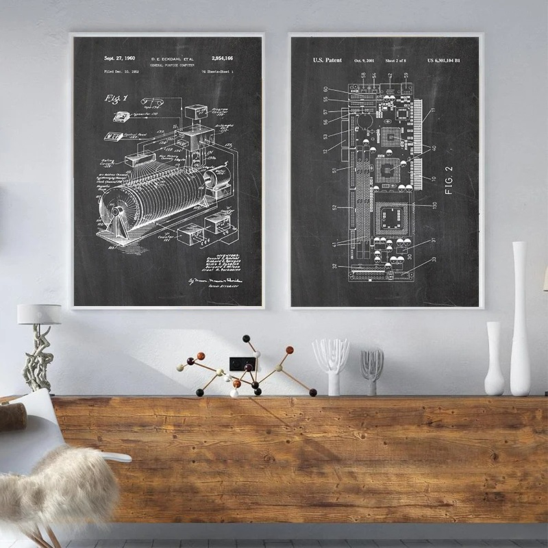 6Pcs Vintage Computer Patent W - Office Print Tech ulasan dan harga