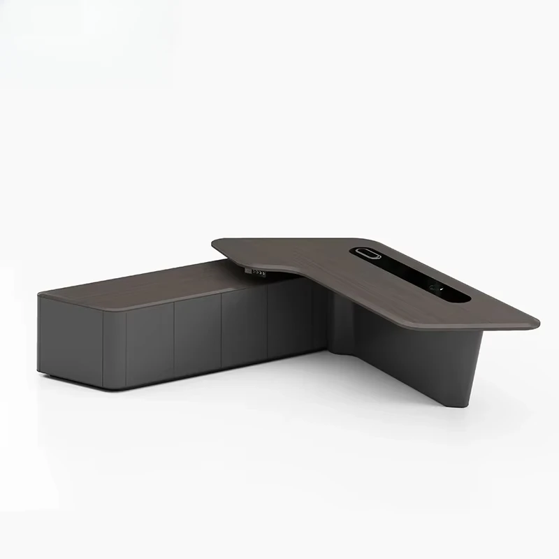 L Shape With Drawer White Luxu - Office Tech And Management ulasan dan harga