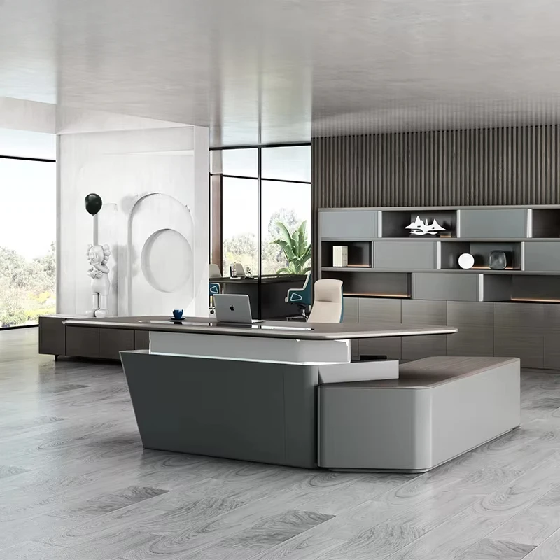 L Shape With Drawer White Luxu - Office Tech And Management ulasan dan harga