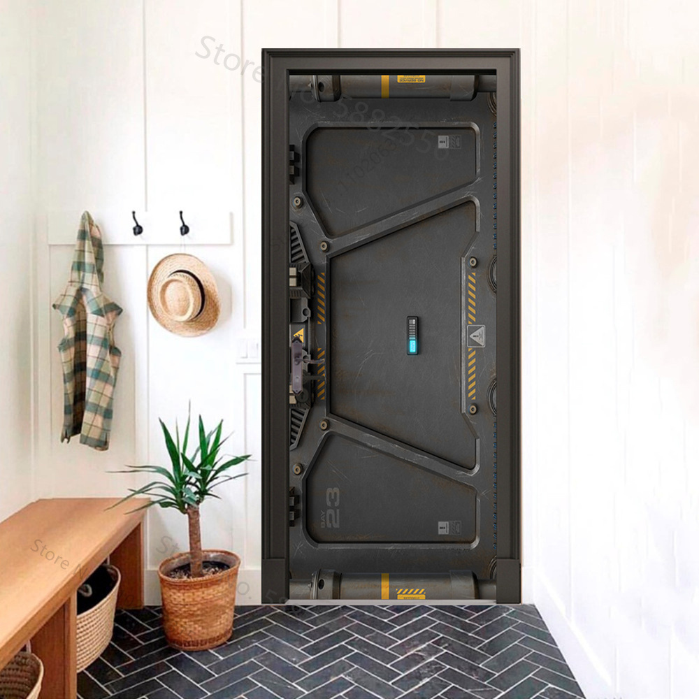 Black analog door wallpaper Mo - Office Tech Decor ulasan dan harga