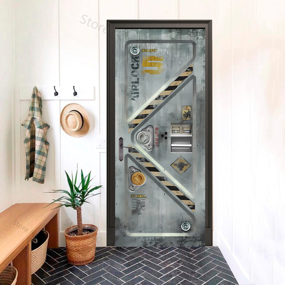 Black analog door wallpaper Mo - Office Tech Decor ulasan dan harga