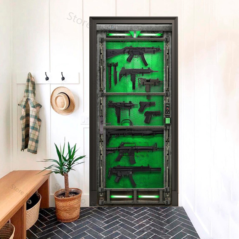 Black analog door wallpaper Mo - Office Tech Decor ulasan dan harga