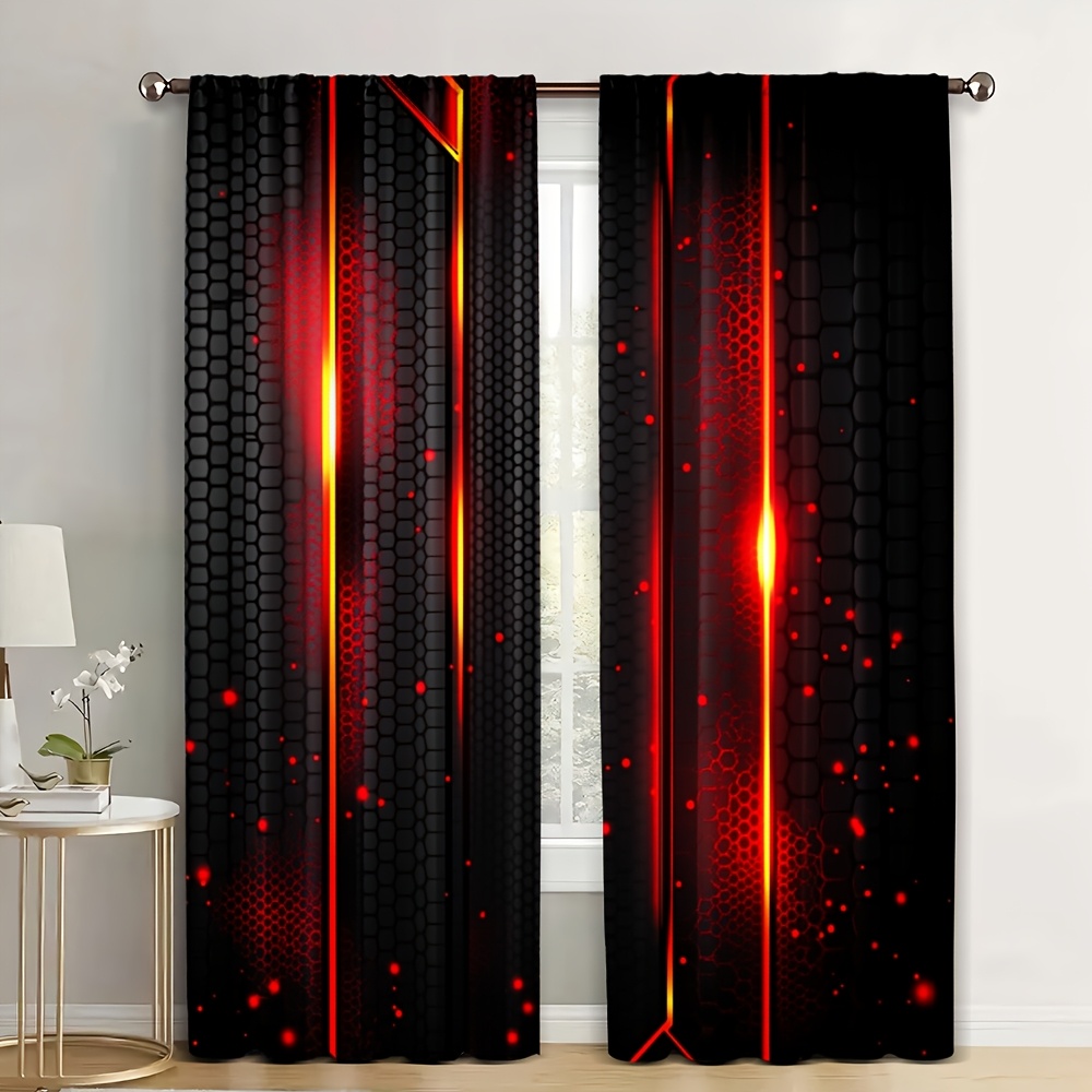 2pcs Lava Curtains Black Red C - Office Tech Decor ulasan dan harga