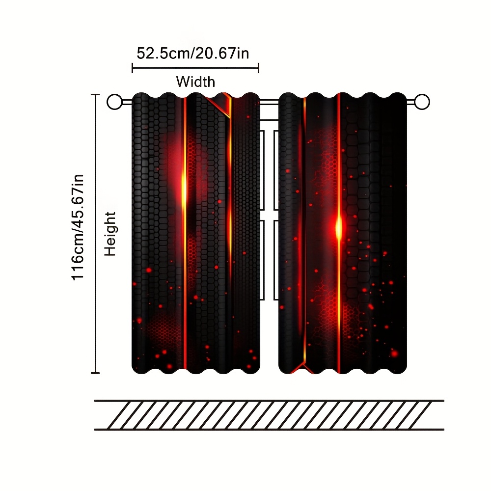 2pcs Lava Curtains Black Red C - Office Tech Decor ulasan dan harga