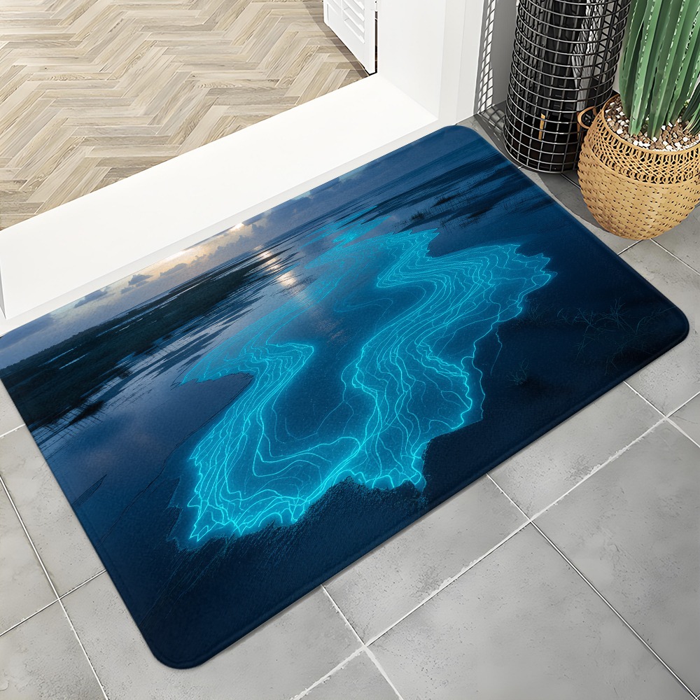 Abstract Topo Doormat Neon Blu - Office Print Tech ulasan dan harga