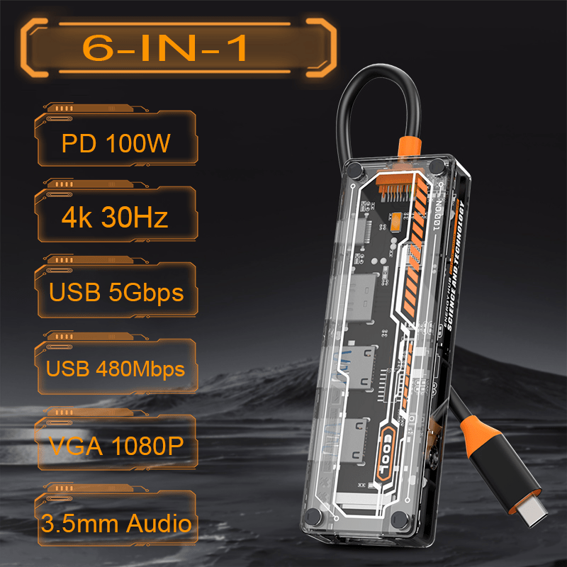6-in-1 USB-C Hub for MacBook P - Docking Station Usb C ulasan dan harga