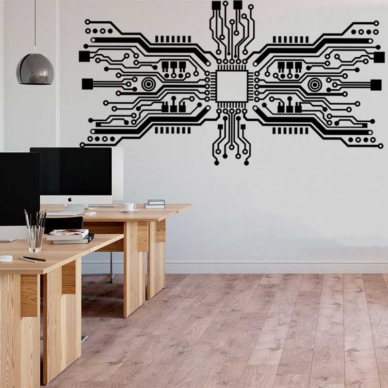 Circuit Board Chip Wall Sticke - Tech Office Wall ulasan dan harga