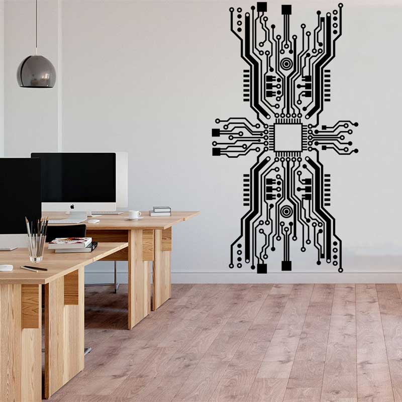 Circuit Board Chip Wall Sticke - Tech Office Wall ulasan dan harga