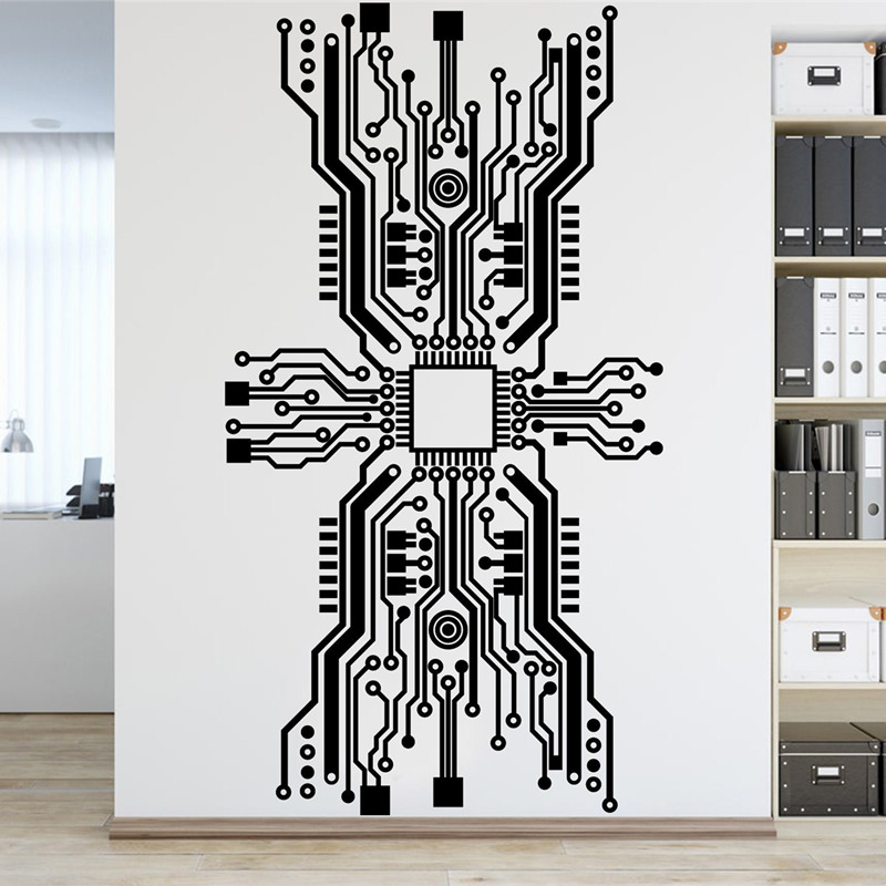 Circuit Board Chip Wall Sticke - Tech Office Wall ulasan dan harga