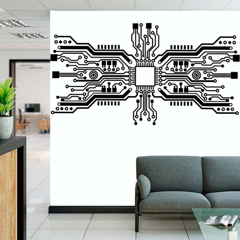Circuit Board Chip Wall Sticke - Tech Office Wall ulasan dan harga
